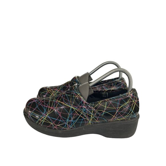 SafeTStep Womens 6.5 Black Colorful Abstract Design Slip-On Work Shoes - Picture 3 of 7